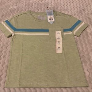 Cat & Jack Light Green Tee with Blue and White Stripes